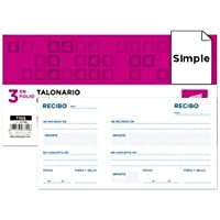 Liderpapel - Talonario recibos tres en folio apaisado (10 unidades)